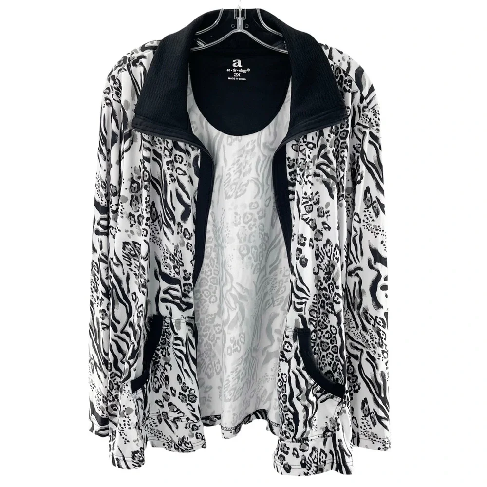 Activology Full Zip Patterned Lightweight Jacket Size 2 X